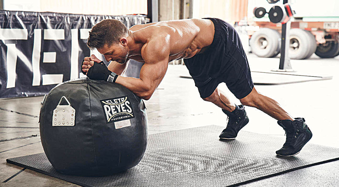 1109 Forearm Plank Medicine Ball Rollout