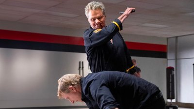 Actor Martin Kove in a scene for Cobra Kai