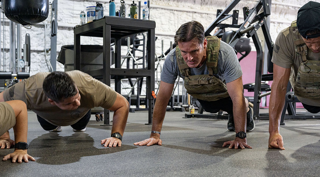 Lt. Col. Koaalii C. Bailey performing pushups