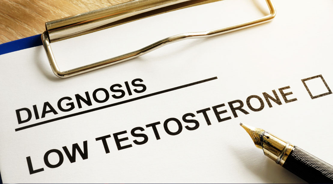 Medical checkup results indicated low testosterone on a clip board