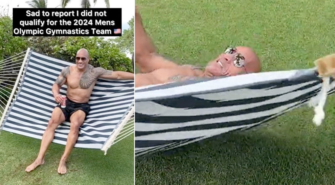 The Rock on a hammock